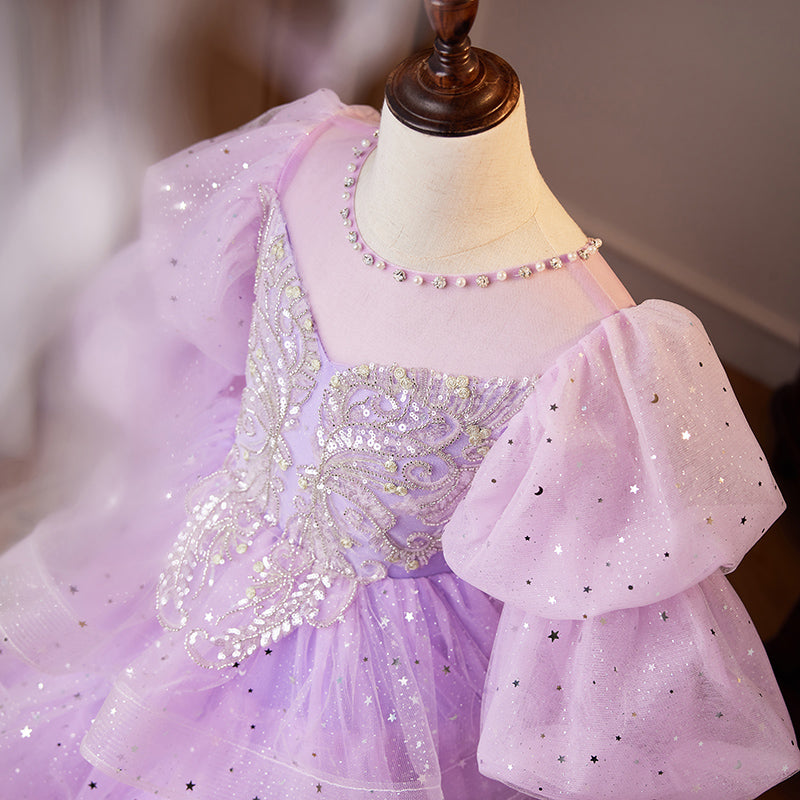 Flower Girl Dress Children Easter Dress Party Dress Purple Sequins Puf marryshe Flower Girl Dress Children Easter Dress Party Dress Purple Sequins Puf marryshe
