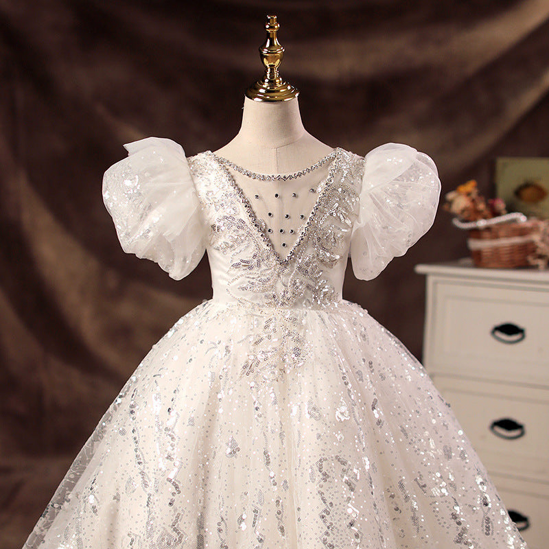 Girl Pageant Dress Flower Girl Dress Communion Elegant Sequins Puffy Birthday Dress