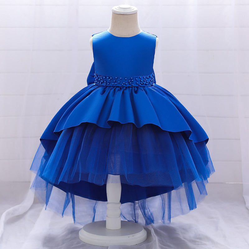 Baby Girl Princess Dress Elegant Bow Knot Trailing Girl Dress Birthday Party Dress