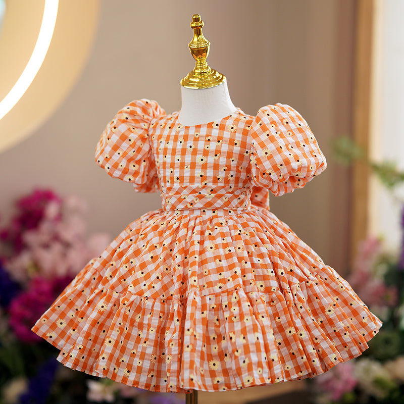 Baby Girl Dress Toddler Prom Summer Plaid Party Princess Dress