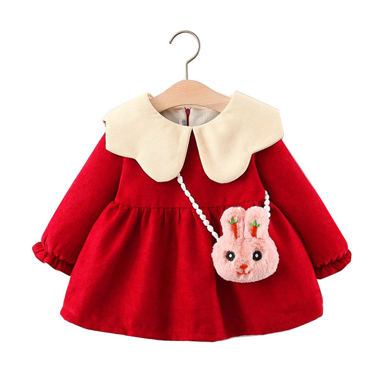 Baby Girl Autumn Winter Long Sleeve Fleece Princess Dress