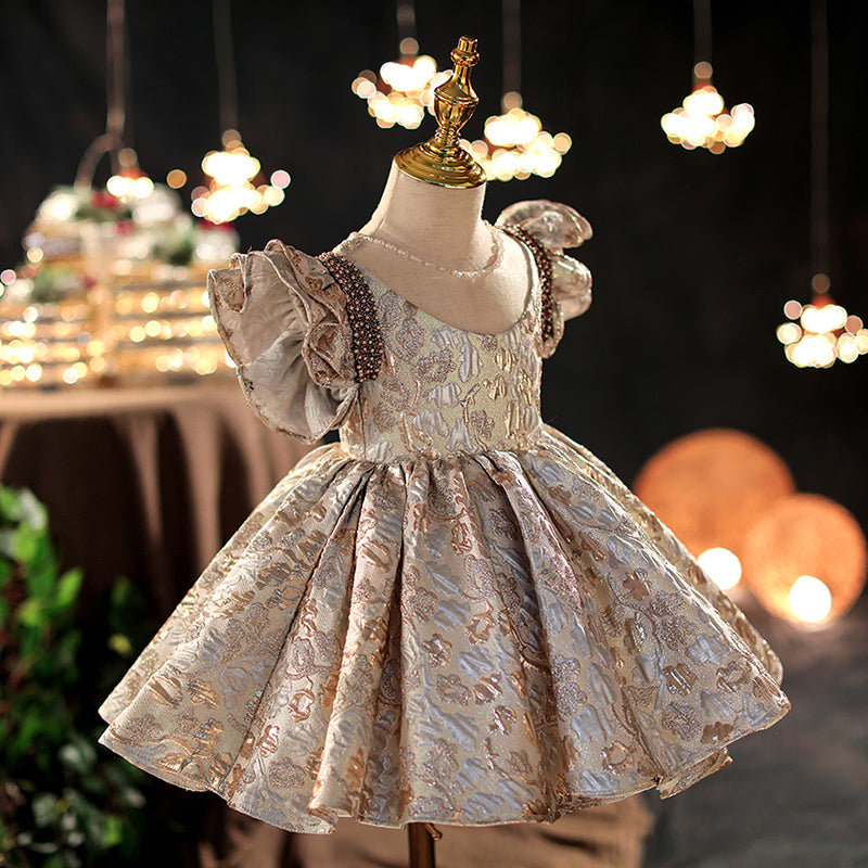 Girls Pageant Dresses Baby Girl Vintage Sequined Bow Puffy Cake Princess Dress