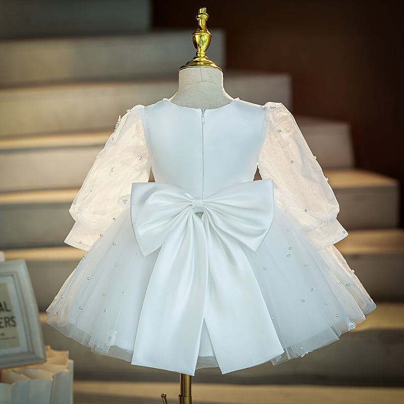 Baby Girl and Toddler White Puffy Christening Princess Dress