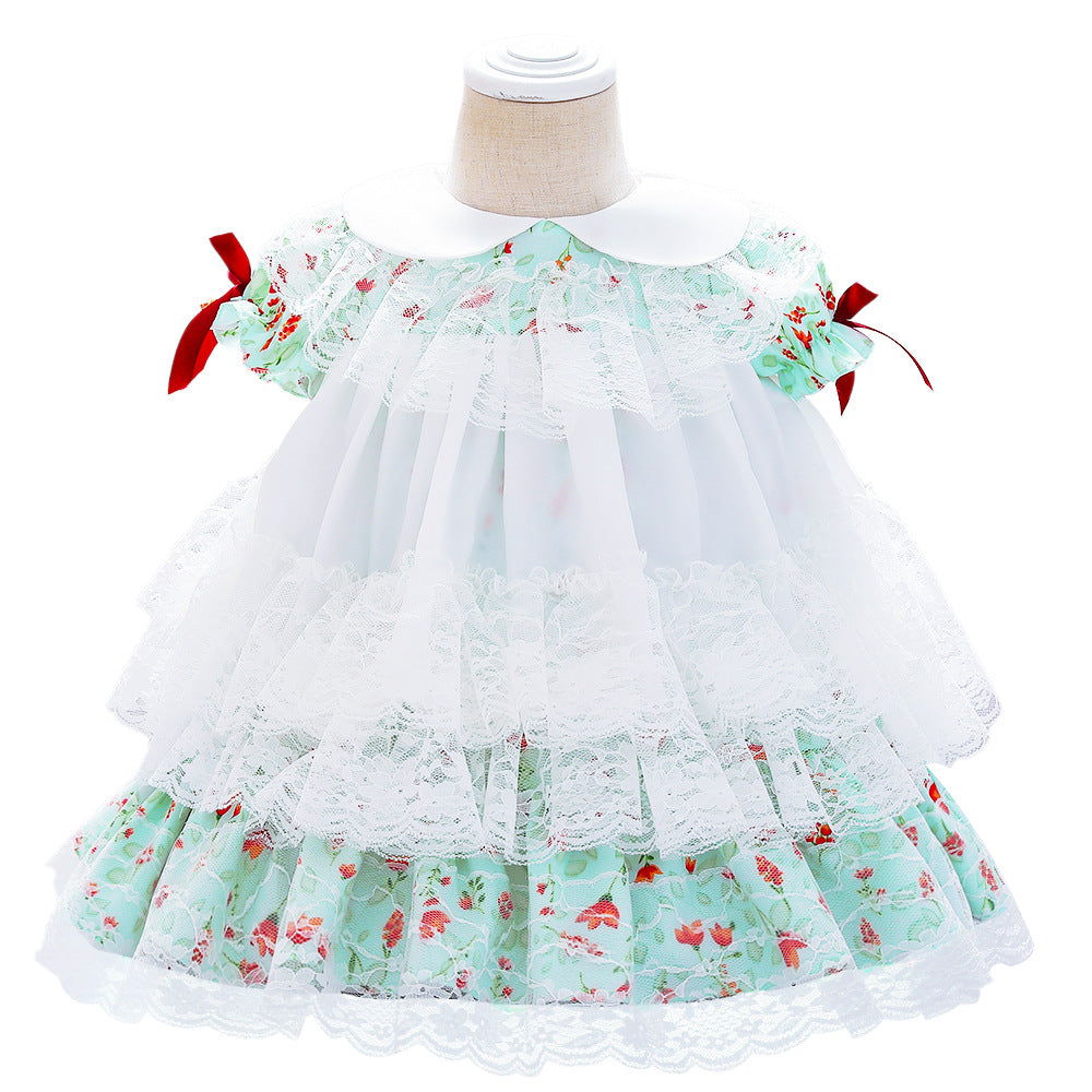 Girls Winter Dress Children Kids Toddler Girls Long Ruffled Sleeve Bowknot Lolita Skirt Princess Dress (Wine, 4-5 Years