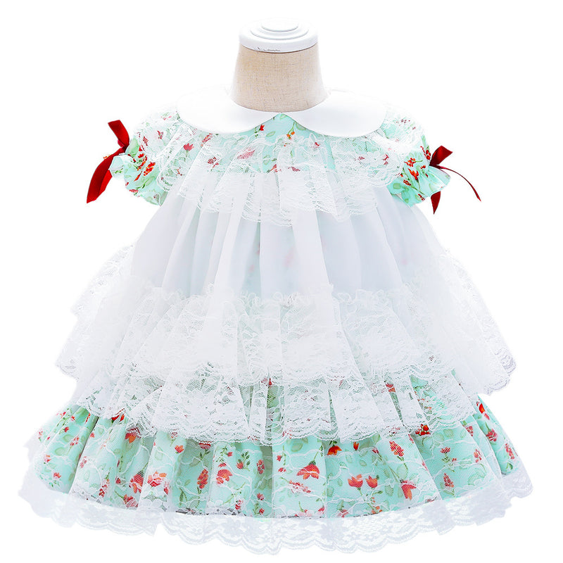 Baby Girl Birthday Party Dresses Toddler Lolita Lace Floral Formal Princess Dress