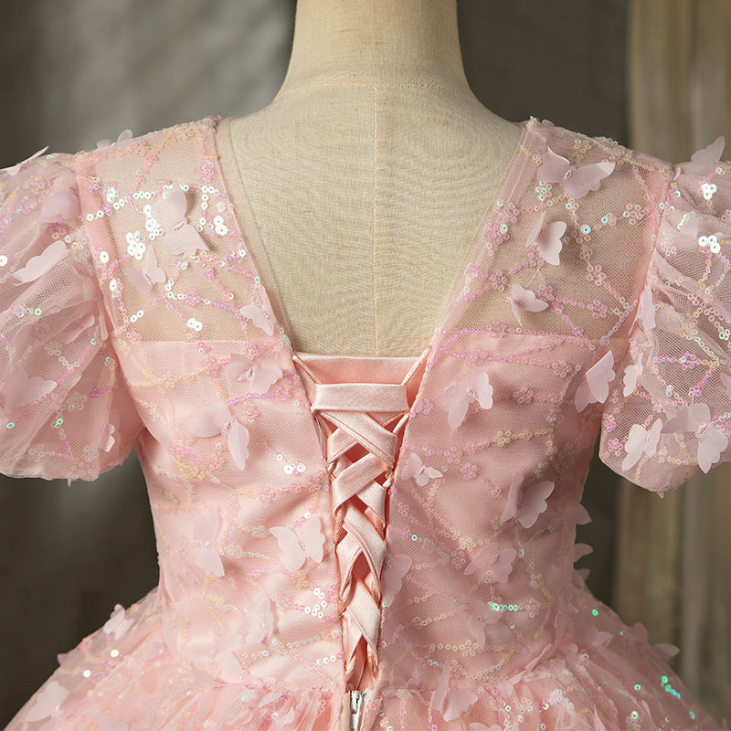 Pink Sleeveless Fluffy Princess Dress Birthday Dress