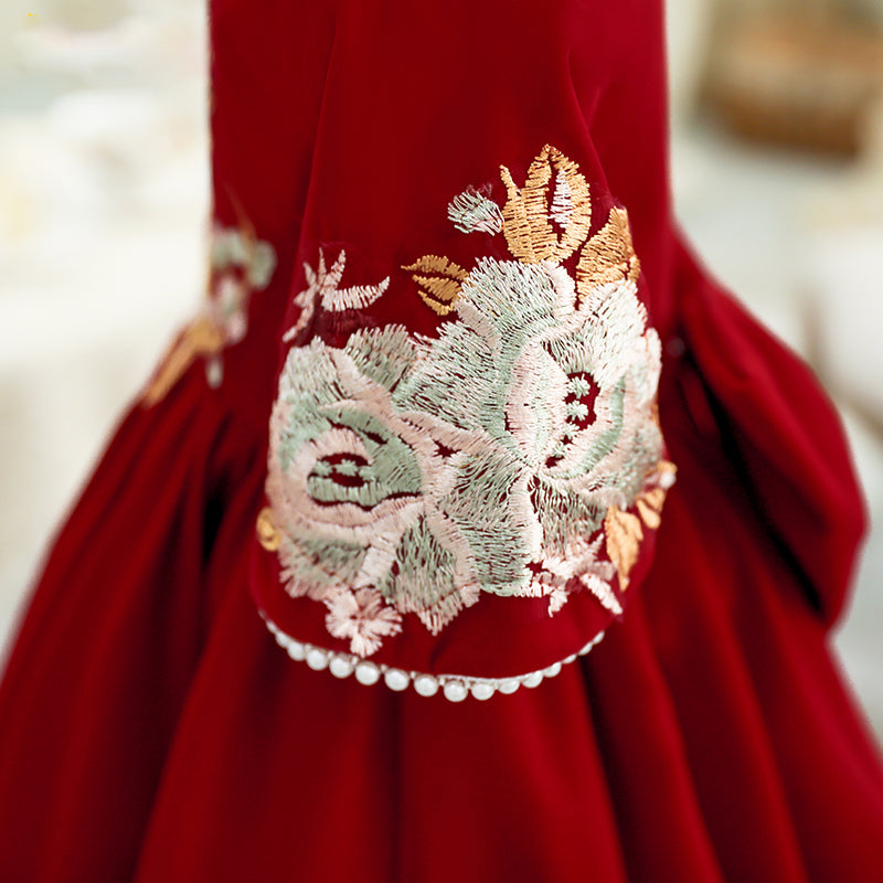 Girl Christmas Dress Baby Girl Elegant Embroidery Flower Girl Dress Princess Dress