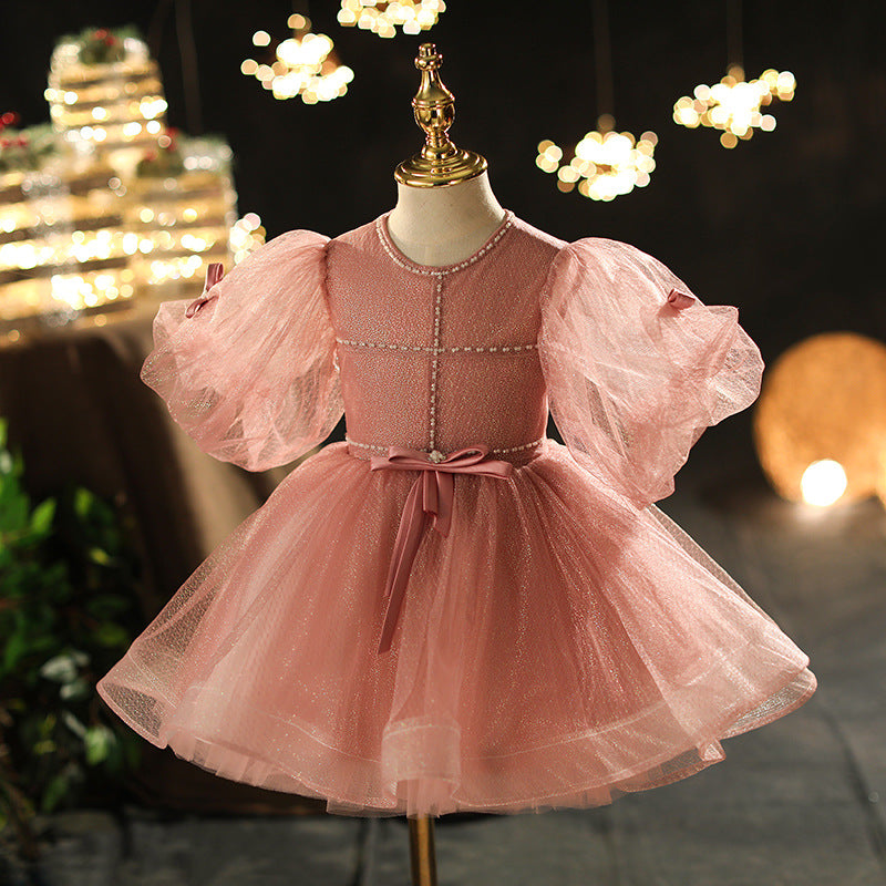 Toddler First Communion Dress Baby Girl Birthday Party Dress Flowers Puffy Pageant Dress