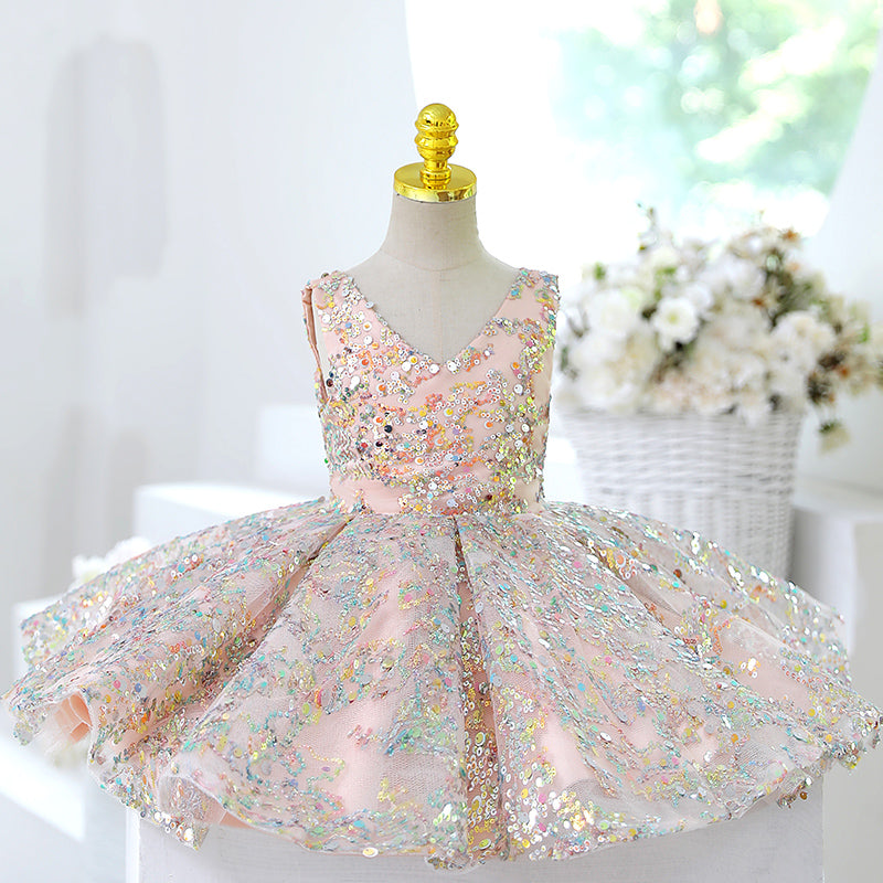 Cute Baby Girl Sequins Wedding Princess Dress