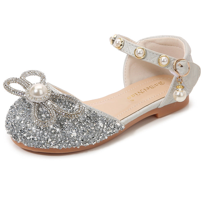 Girl Cute Bowknot Rhinestone Sequined Shoes