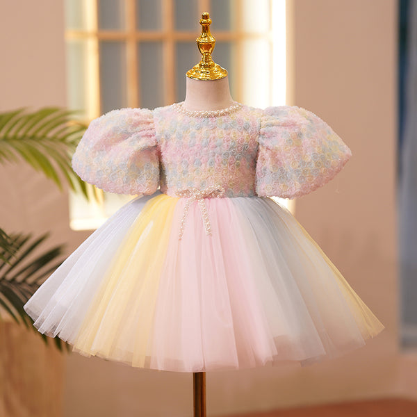 Girl Christmas Dress Baby Girl Birthday Party Dress Toddler Summer Rainbow Pink Cake Princess Dress Girls Pageant Dresses