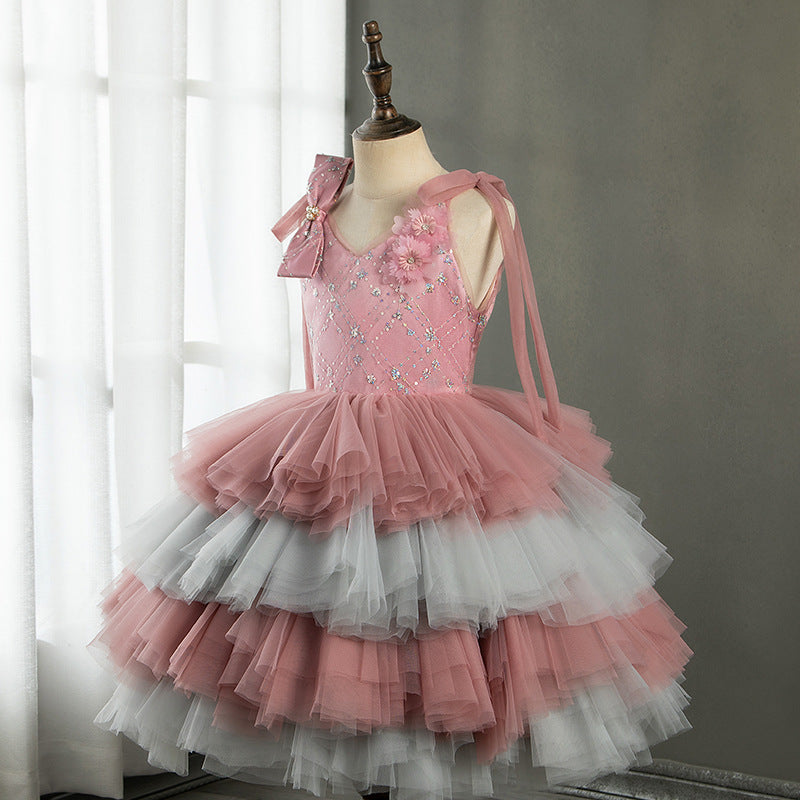 Baby Girl Dress Little Girl Summer Sleeveless Floral Cake Fluffy Princess Dress