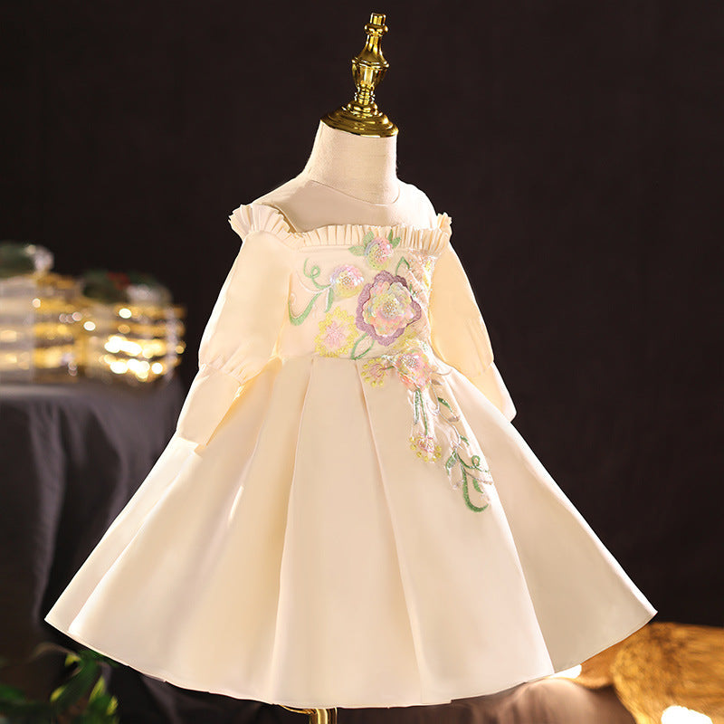 Baby Girl Dress Toddler Prom Dress Birthday Party Embroidered Puffy Baptism Dress