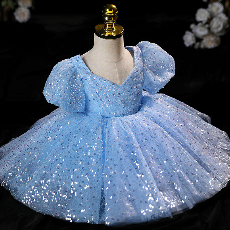 Baby Girl Dress Toddler Ball Gowns Puff Sleeves Formal Sequin Puffy Princess Dress