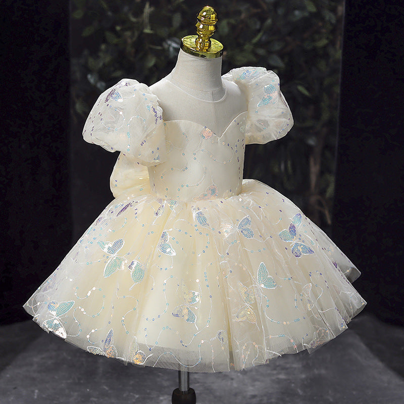 Baby Girl Pageant Princess Dresses Flowers Girl Butterfly Sequins Birthday Party Dresses