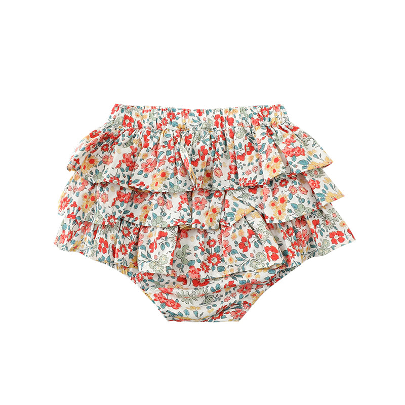 Summer Ruffled Floral Puffy Skirt