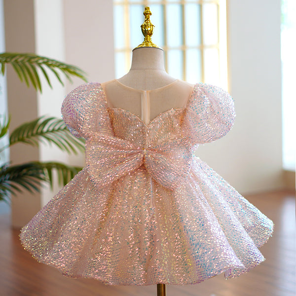 Baby Girl Pageant Princess Dresses Toddler Summer Elegant Pink Sequin ...