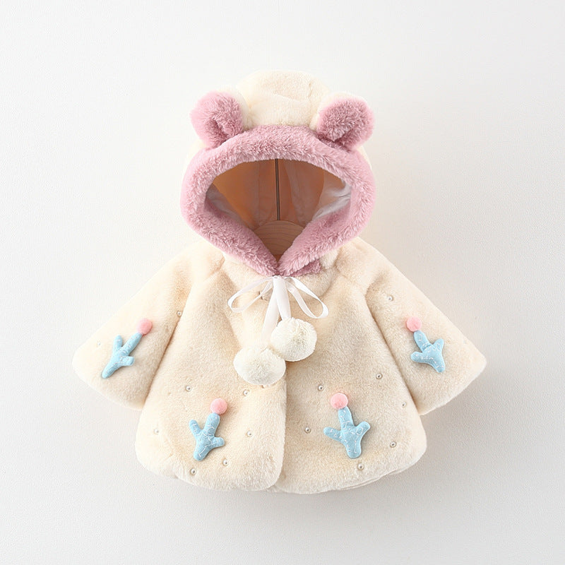 Winter Baby Girls Princess Fur Hoodie