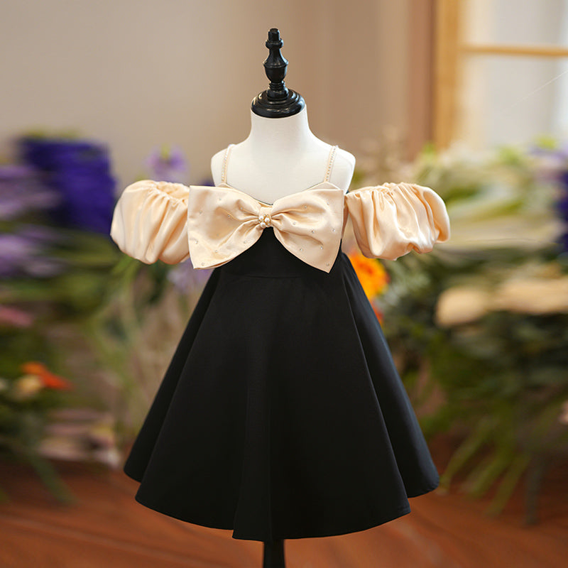 Toddler Girl Black Bow Birthday Party Dress Girl Princess Dress