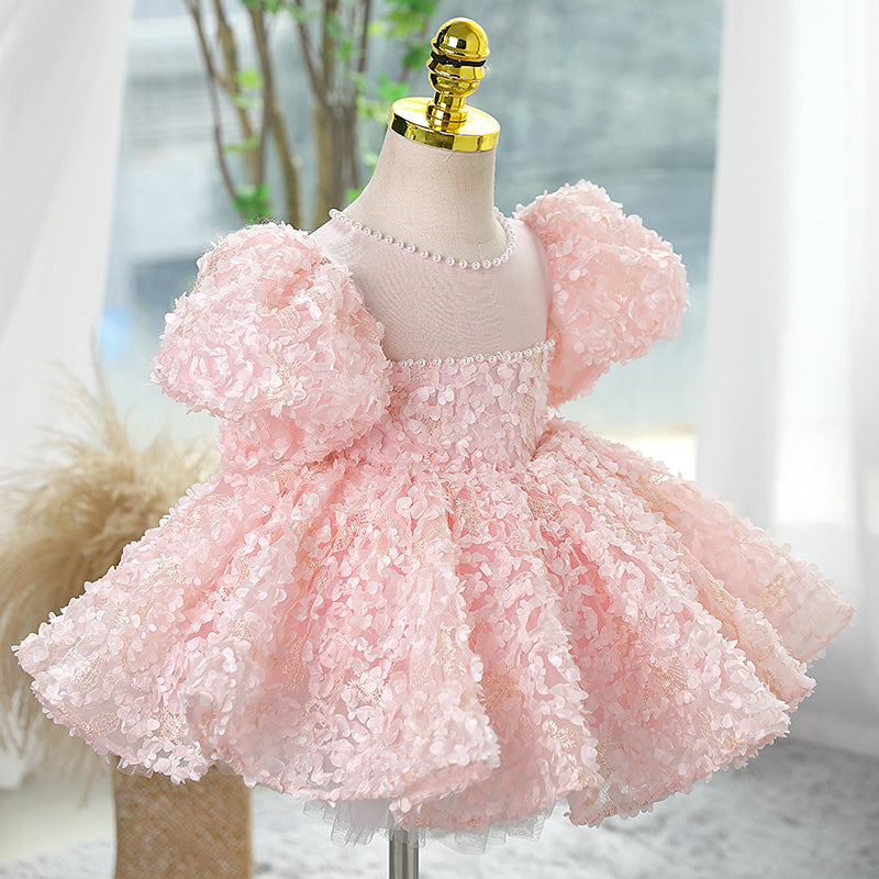 Baby Girls and Toddlers Summer Pink Petal Fluffy Birthday Party Princess Dress