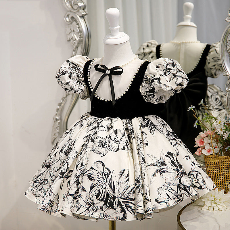 Girl Formal Dresses Easter Dress Baby Girl Summer Bow Printing Princess Dress Toddler Prom Dress