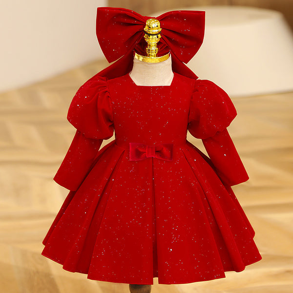 Girl Christmas Dress Baby Girl Red Butterfly Long Sleeve Princess Dress Toddler Christmas Dress Girl Formal Dresses