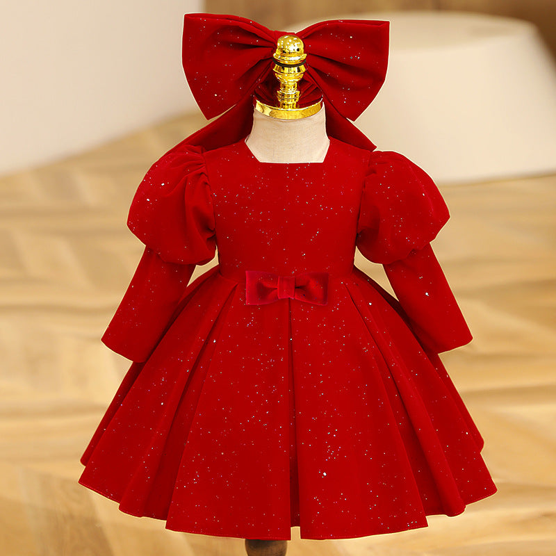 Flower Girl Dresses - Girl Christmas Dress Baby Girl Red Butterfly Long Sleeve Princess Dress Toddler Christmas Dress Girl Formal Dresses, Red / 1-2 Flower Girl Dresses - Girl Christmas Dress Baby Girl Red Butterfly Long Sleeve Princess Dress Toddler Christmas Dress Girl Formal Dresses, Red / 1-2