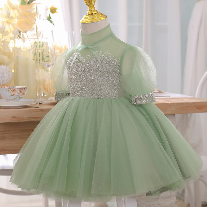 Baby Girl Summer Green Bow Puffy Girl Dress Princess Party Dress Baby Girl Summer Green Bow Puffy Girl Dress Princess Party Dress