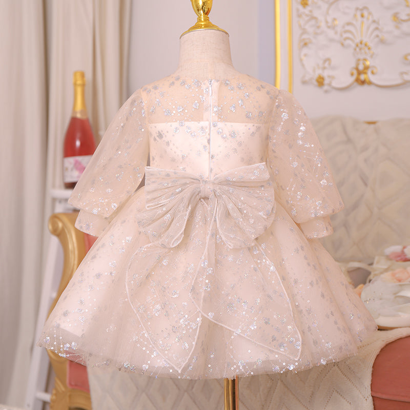 Flower Girl Dress Toddler Prom Birthday Party Summer Elegant Sequins Embroidery Dress