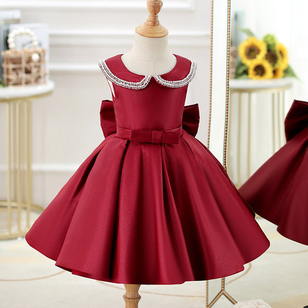 Girl Christmas Dress Toddler Flower Dress Girl Princess Dress Summer Red Puffy Cake Pageant Dress