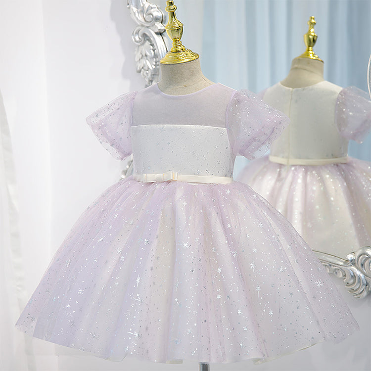 Baby Girl Summer Stars Sequins Fluffy Cake Princess Dress