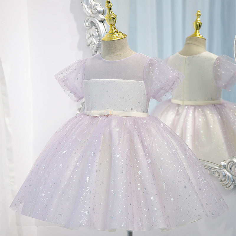 Baby Girl Summer Stars Sequins Fluffy Cake Princess Dress