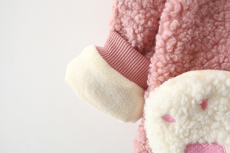 Cute Baby Zipper Rabbit Long-sleeved Wool Coat