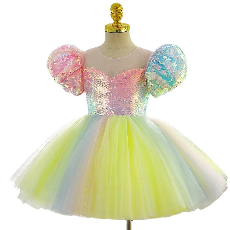 Baby Girl  Rainbow Birthday Party Princess Dress Little Girl's Dresses Toddler Christmas Dress