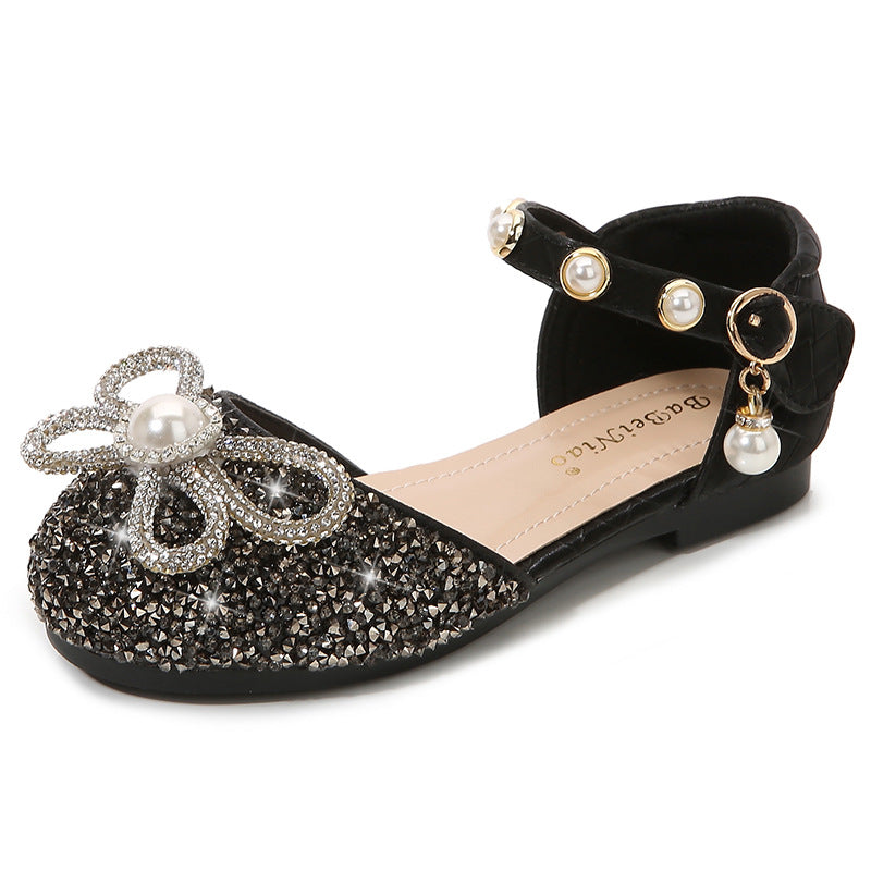 Girl Cute Bowknot Rhinestone Sequined Shoes