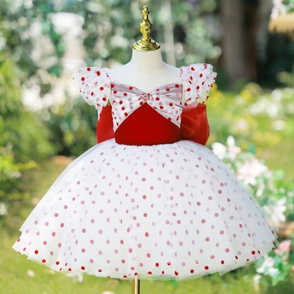 Baby Girl Dress Toddler Polka Dots Garden Wedding Communion Party Princess Dress
