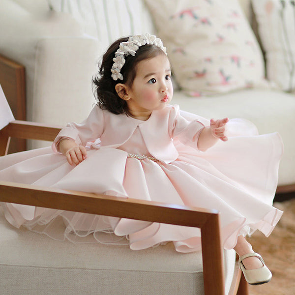 pink dress baby Elegant Baby Girls Pink Flower Girl One-year-old Princess Toddler Beau marryshe