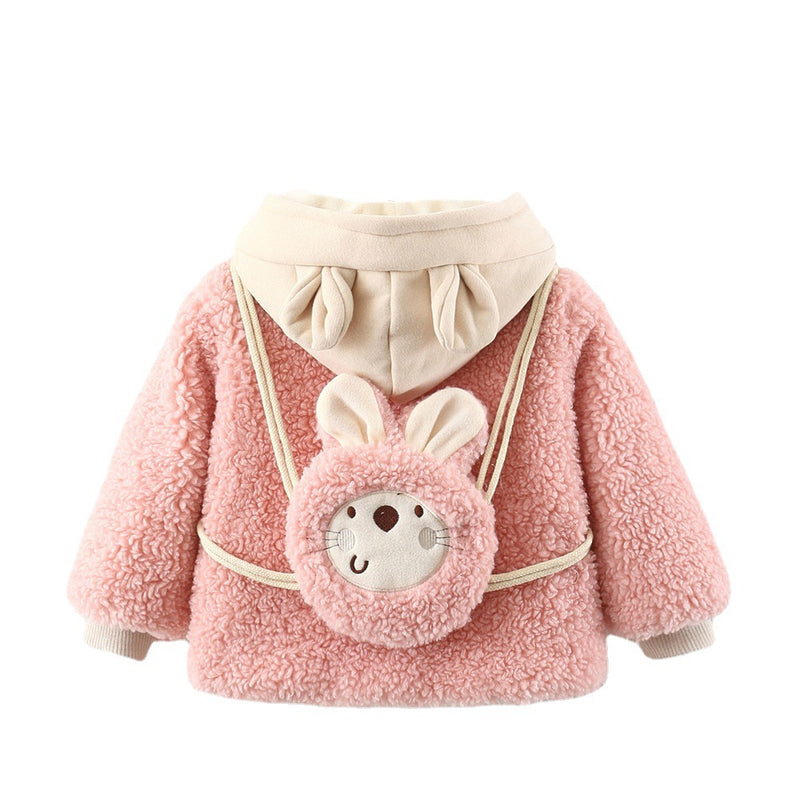 Cute Baby Girls Bunny Bag Warm Winter Jacket