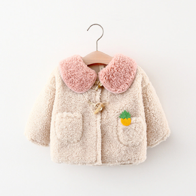 Baby Girls Horn button Warm Winter Jacket