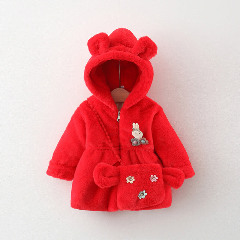 Baby Girl Rabbit Squinted Embroidered Coat