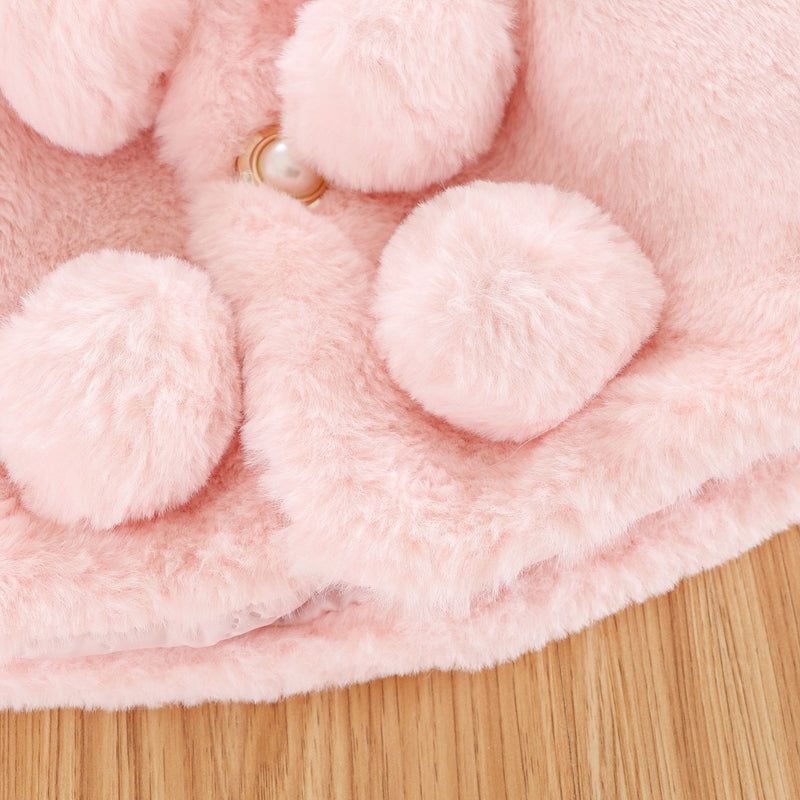 Cute Warm Baby Girls Princess Fur Cloak Coat