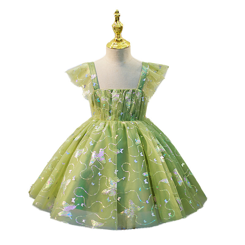 Baby Girl Easter Dress Princess Dress Summer Green Sleeveless Butterfly Birthday Party Dress