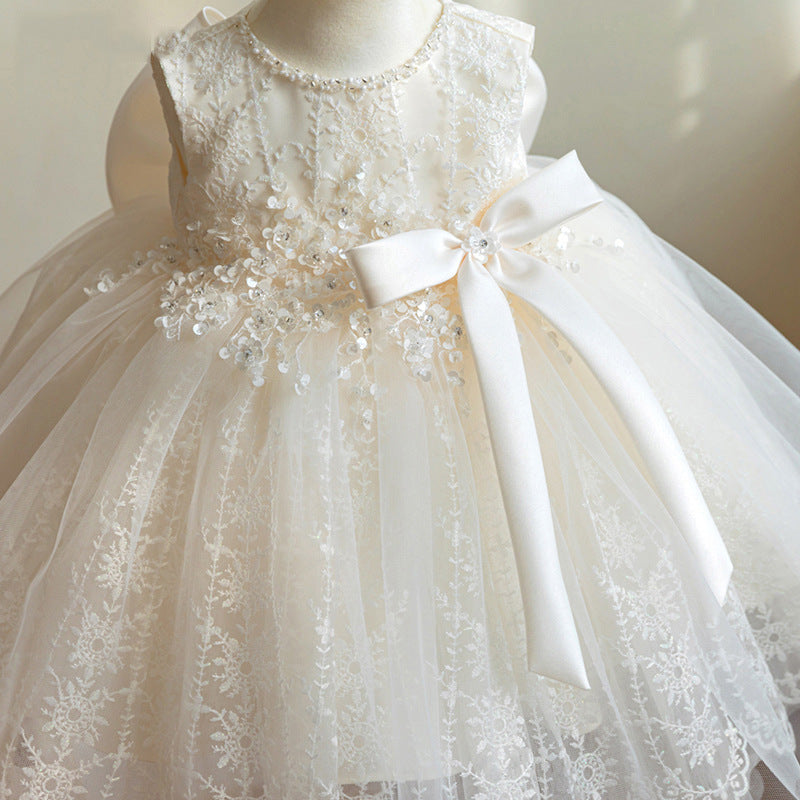 Baptism Dresses Baby Girl Pageant Princess Dress Toddler Summer Sleeveless Lace Birthday Party Dresses