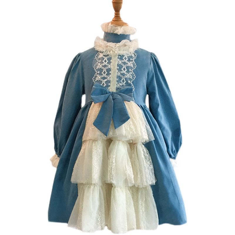Baby Girl Dress Toddler Ball Gowns Birthday Party Long Vintage Lolita Velvet Dress