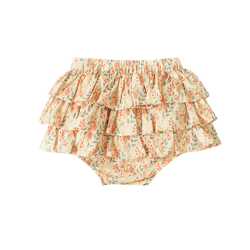 Summer Ruffled Floral Puffy Skirt