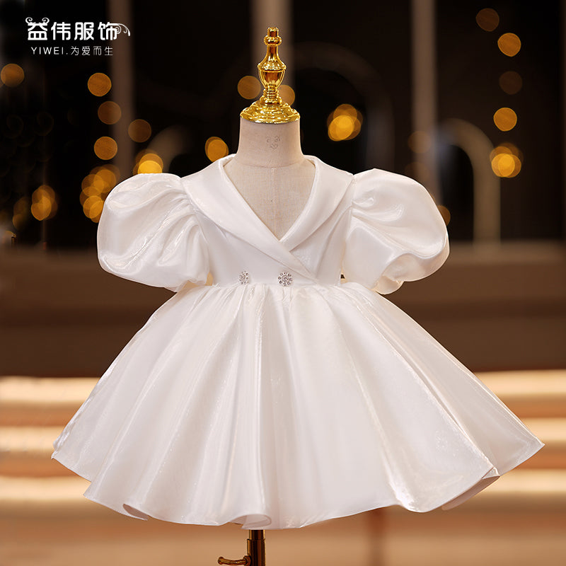 V-neck Puff Sleeve Princess Dress