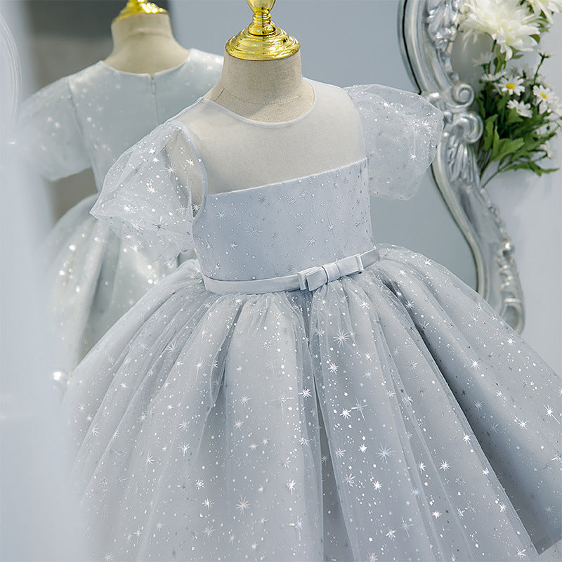 Baby Girl Summer Stars Sequins Fluffy Cake Princess Dress