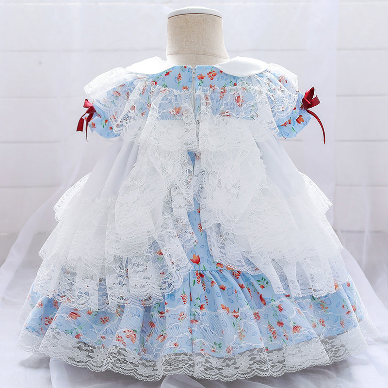 Baby Girl Birthday Party Dresses Toddler Lolita Lace Floral Formal Princess Dress