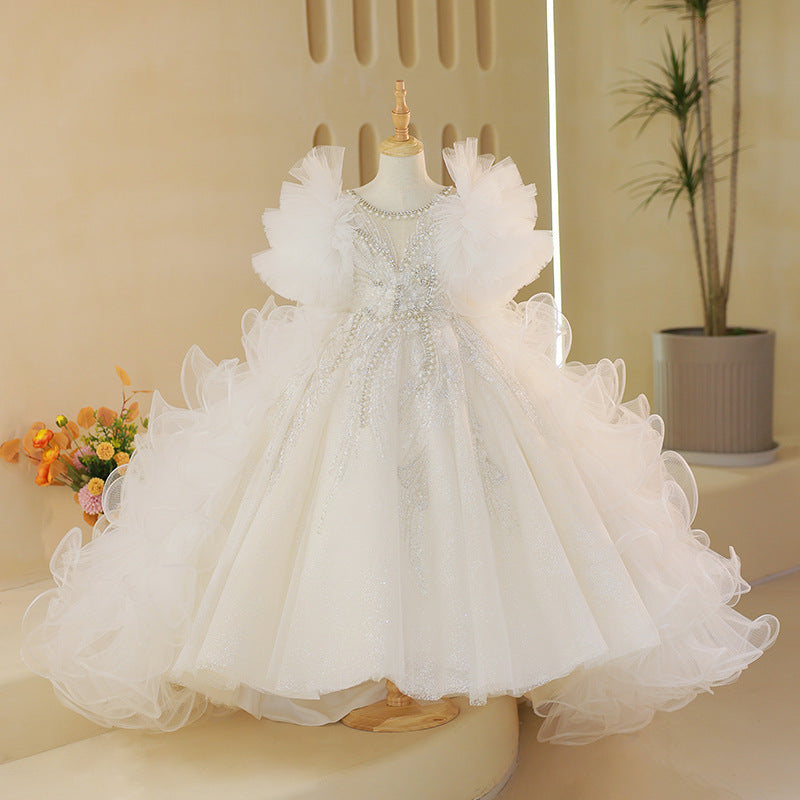 Girls Party Fluffy Birthday Trailing Princess Dress