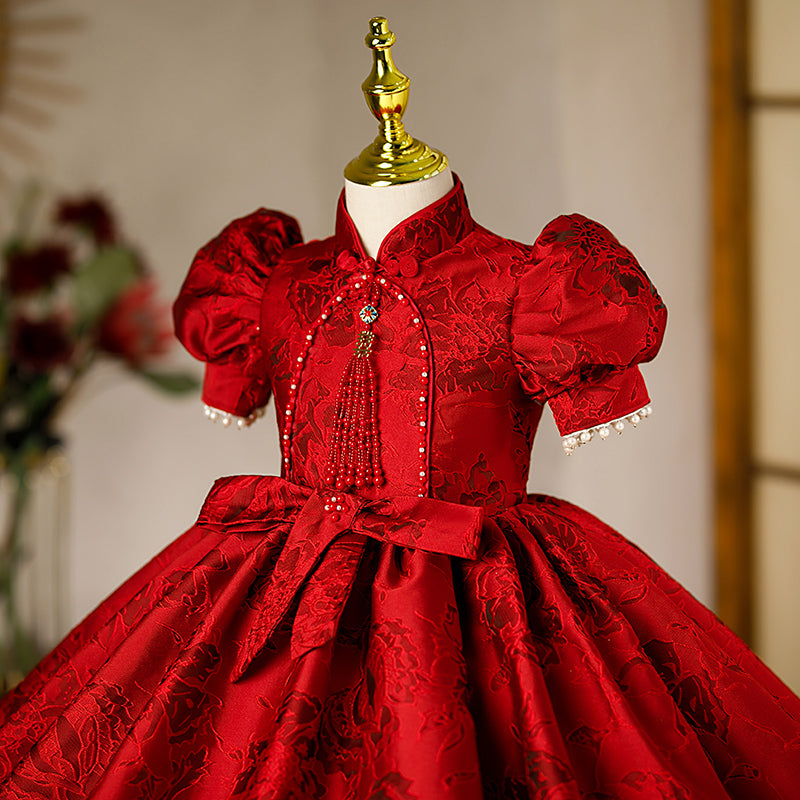 Red plain net kids-girl-gowns - Wish little - 3720664